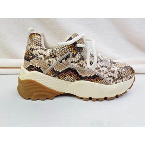 Steve Madden Size 5.5 Womens Snake Print Endurance Platform Low Lace Sneakers